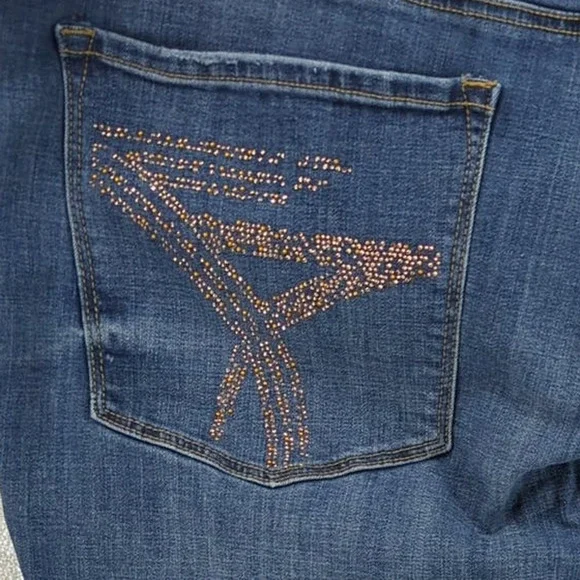 EUC Seven7 Boot Blue Cotton Blend Jeans Womens Size 28 - Picture 8 of 8